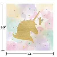192ct Bulk Unicorn Sparkle 16th Birthday Luncheon Napkins