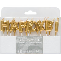 Gold Happy Birthday Pick Candles, 14 ct Party Decoration