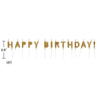 Gold Happy Birthday Pick Candles, 14 ct Party Decoration