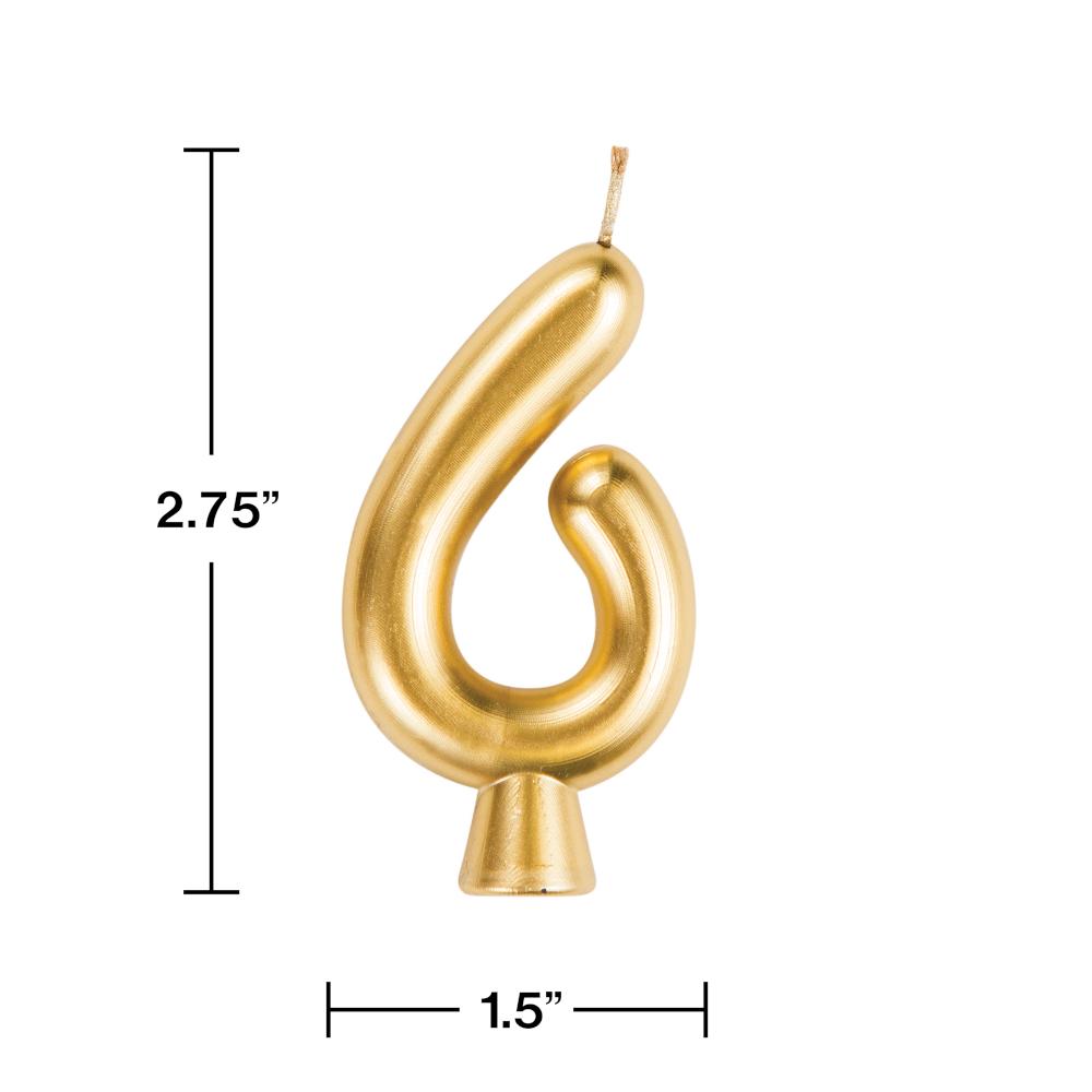 12ct Bulk Gold Number 6 Candles