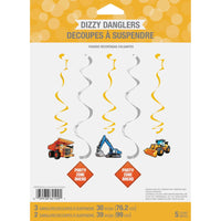 Big Dig Construction Dizzy Danglers, 5 ct Party Decoration