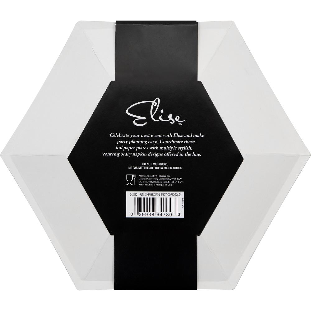 48ct Bulk Gold and Cork Hexagon Foil Dessert Plates by Elise