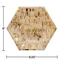 48ct Bulk Gold and Cork Hexagon Foil Dessert Plates by Elise