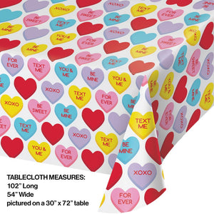 Candy Hearts Valentine's Day Plastic Tablecloth (1/Pkg) by Creative Converting