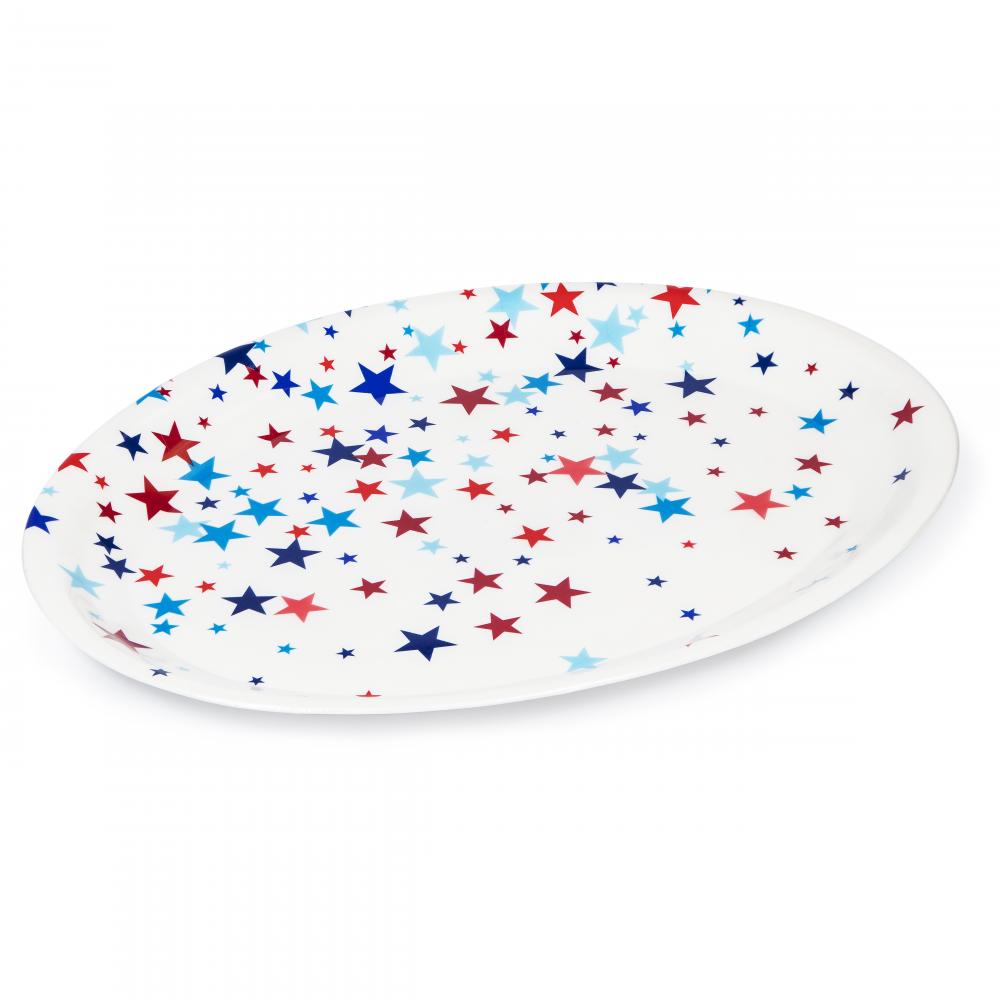 Patriotic Decor 14 inch Oval Plastic Tray (1/Pkg)