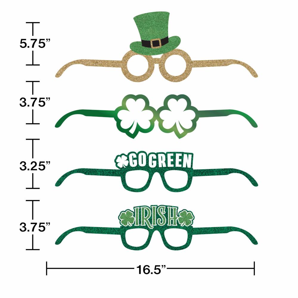 24ct Bulk St. Patrick's Day Deluxe Paper Eyeglasses