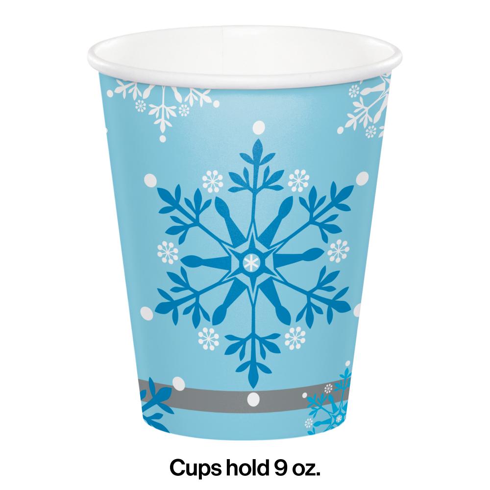 96ct Bulk Snowflake Swirls 9 oz Paper Cups