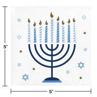 Hanukkah Celebration Beverage Party Napkins 16 ct - Hanukkah Party Supplies