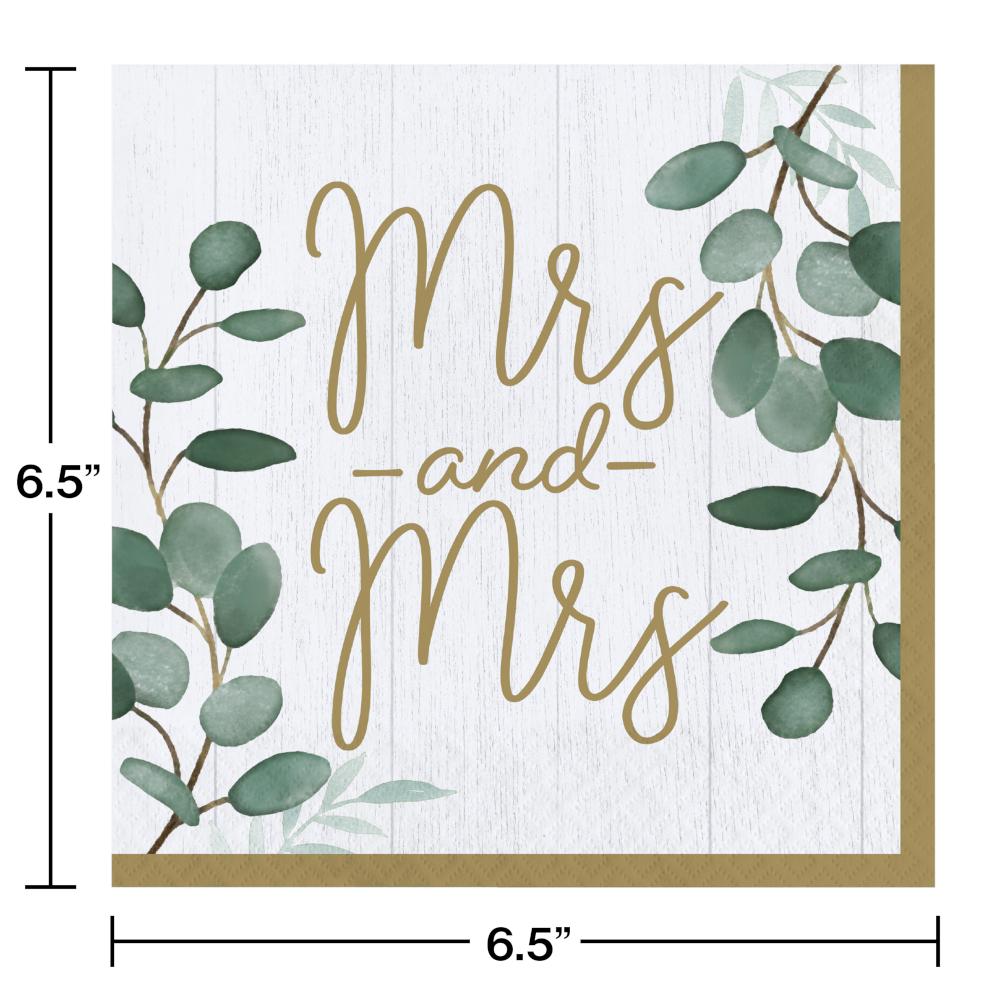 192 pc Bulk Save on Eucalyptus Mrs. & Mrs. Luncheon Napkins