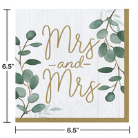 192 pc Bulk Save on Eucalyptus Mrs. & Mrs. Luncheon Napkins