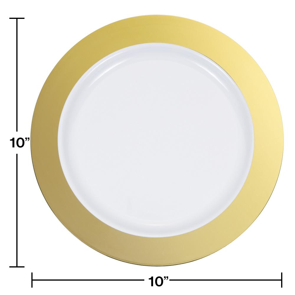 10.25" Gold Rim Plastic Plate 10ct