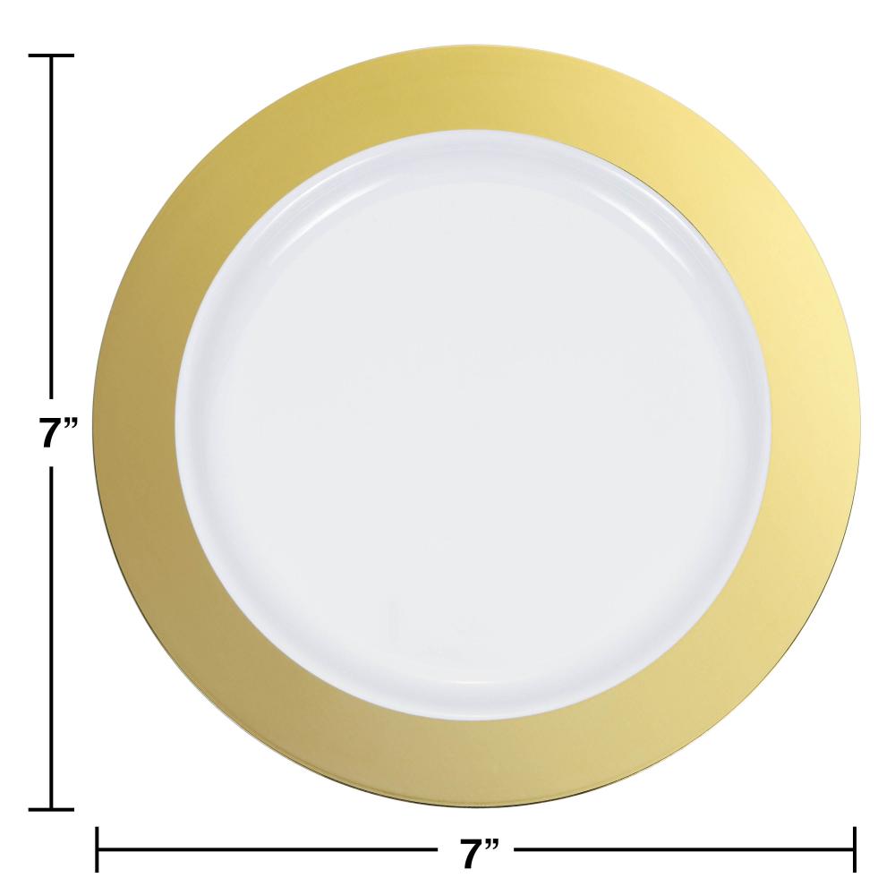 7.5" Gold Rim Plastic Plate 10ct Party Decoration