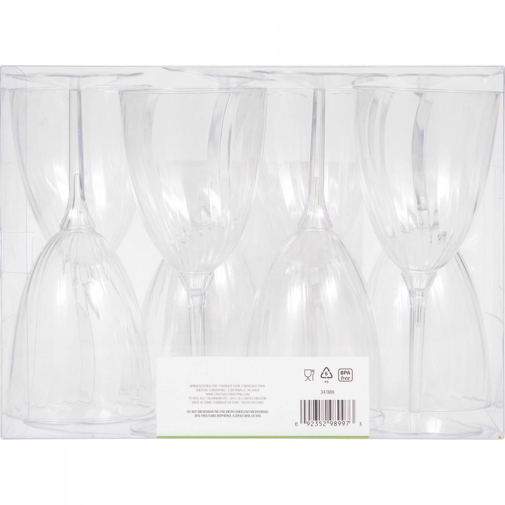 8 Oz. Clear Plastic 1-Piece Wine Glasses 8ct