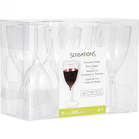 8 Oz. Clear Plastic 1-Piece Wine Glasses 8ct
