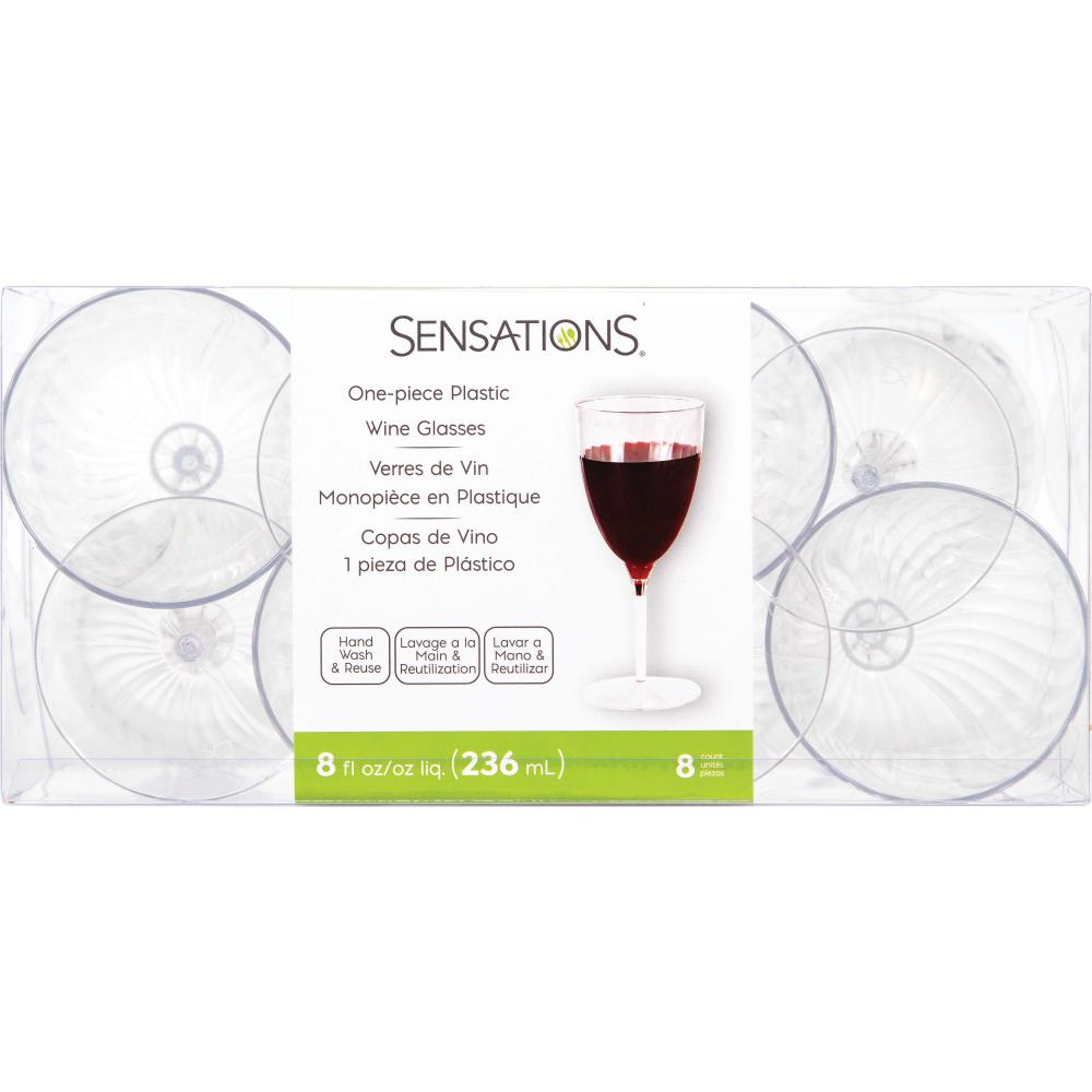8 Oz. Clear Plastic 1-Piece Wine Glasses 8ct
