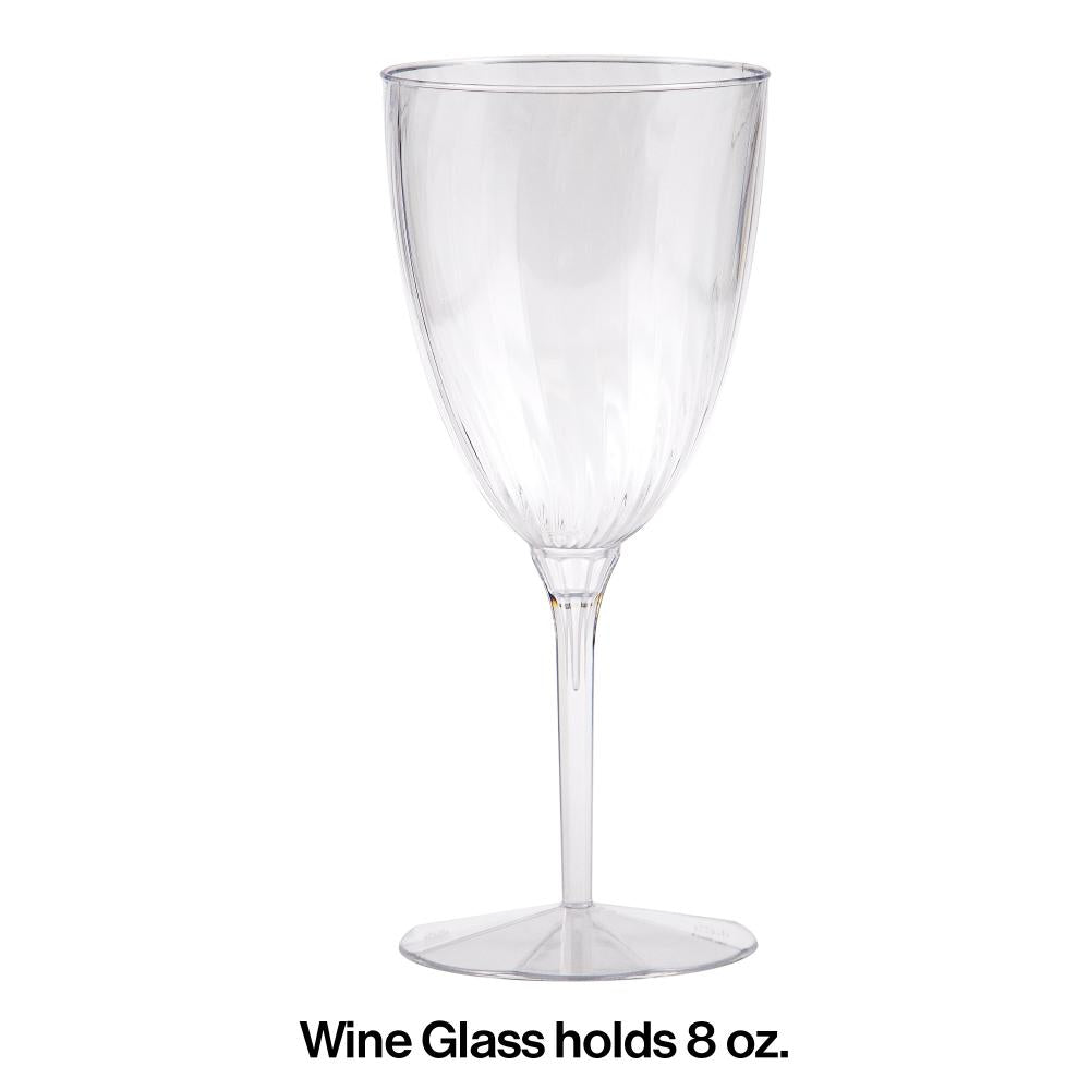 8 Oz. Clear Plastic 1-Piece Wine Glasses 8ct