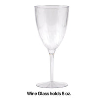 8 Oz. Clear Plastic 1-Piece Wine Glasses 8ct