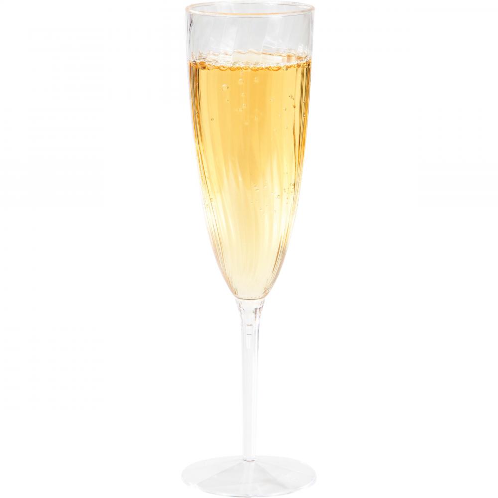 6 Oz. Clear Plastic 1-Piece Champagne Glasses 8ct