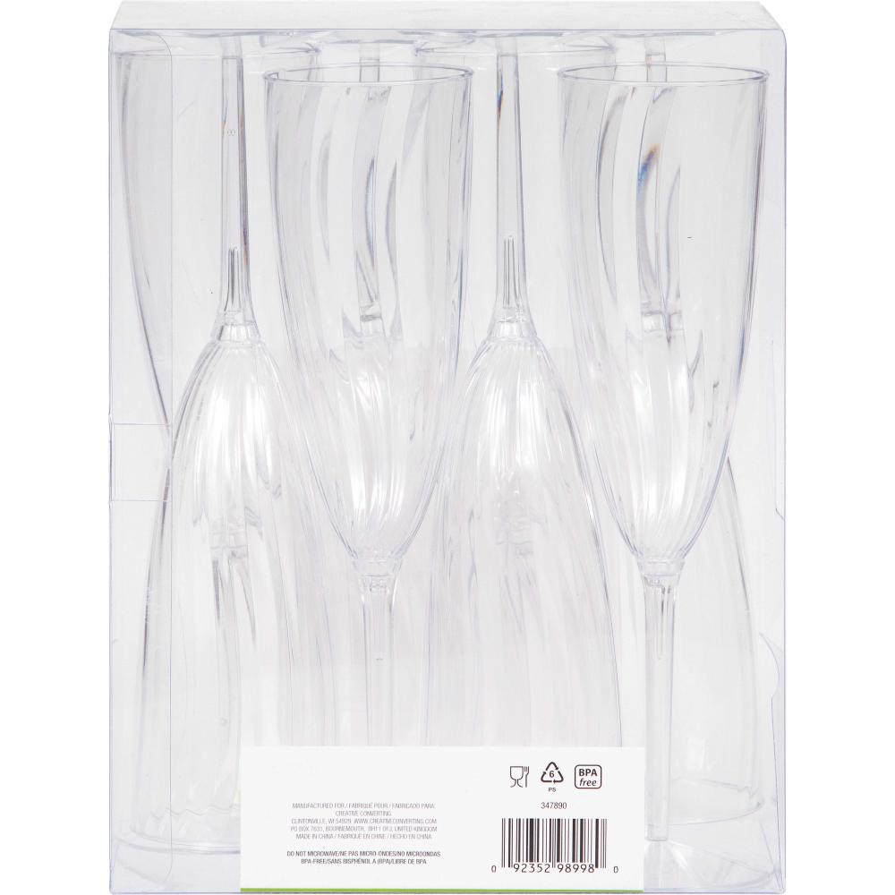 6 Oz. Clear Plastic 1-Piece Champagne Glasses 8ct