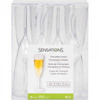 6 Oz. Clear Plastic 1-Piece Champagne Glasses 8ct