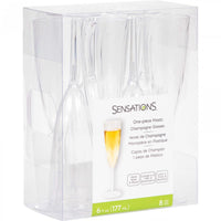 6 Oz. Clear Plastic 1-Piece Champagne Glasses 8ct