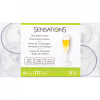 6 Oz. Clear Plastic 1-Piece Champagne Glasses 8ct