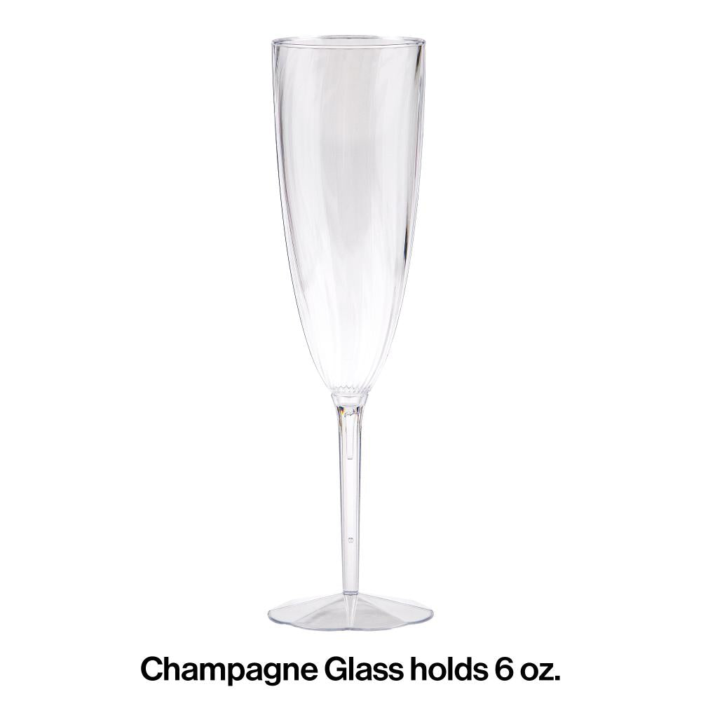 6 Oz. Clear Plastic 1-Piece Champagne Glasses 8ct