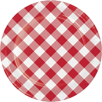 96 pc Bulk Classic Gingham Dessert Plate