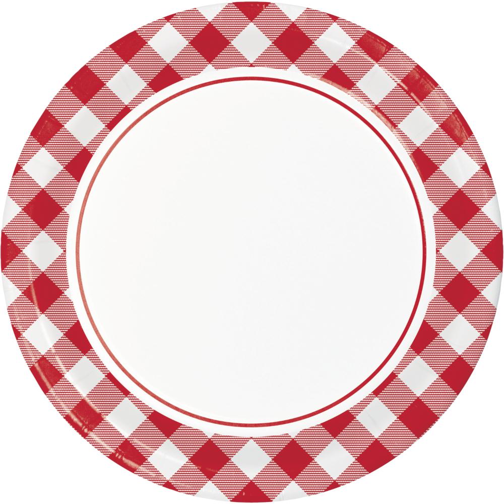 96 pc Bulk Classic Gingham Dinner Plate