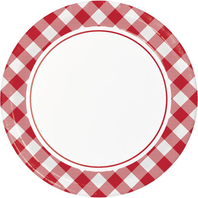 96 pc Bulk Classic Gingham Dinner Plate