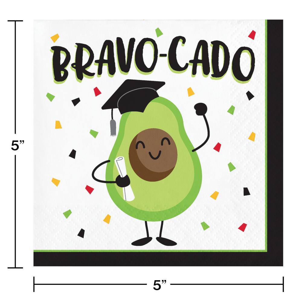 192ct Bulk Bravo-cado Graduation Beverage Napkins