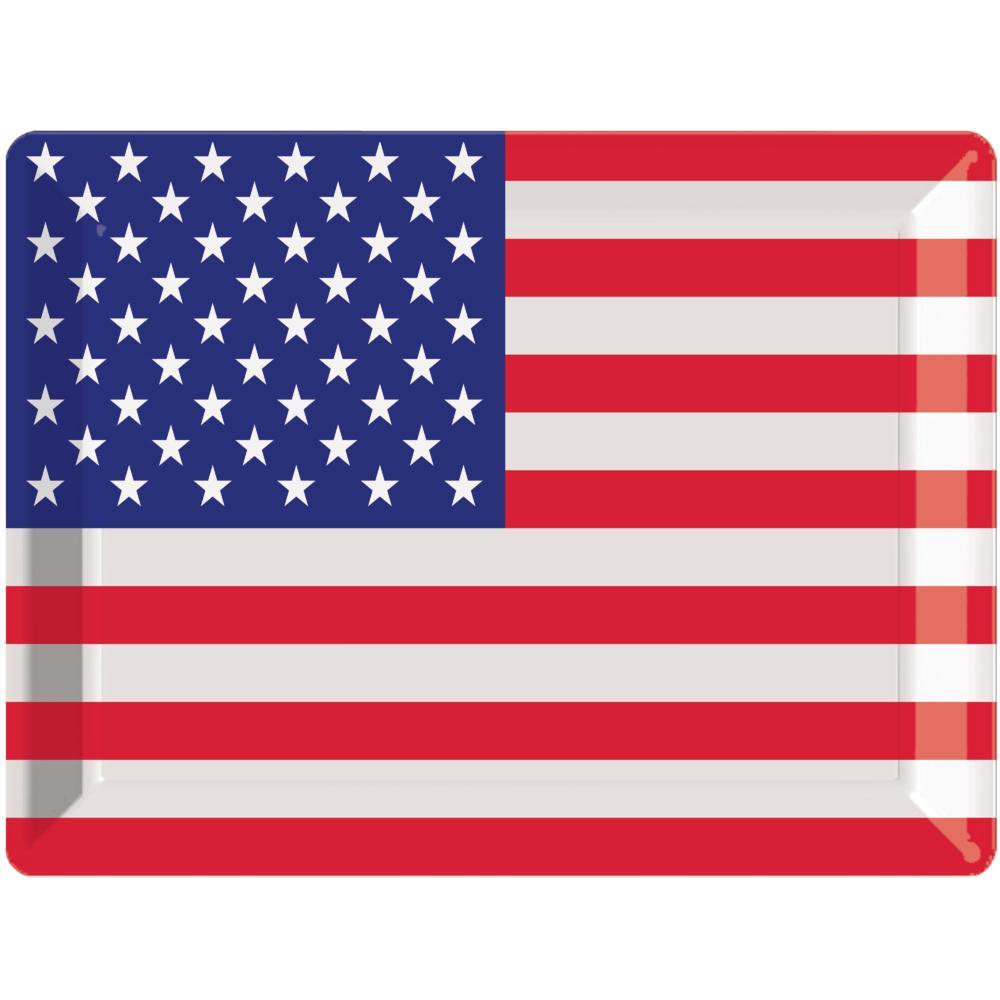 12 pc Bulk Patriotic Flag Plastic Trays