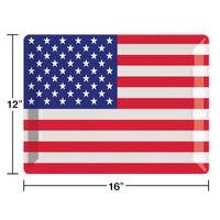 12 pc Bulk Patriotic Flag Plastic Trays