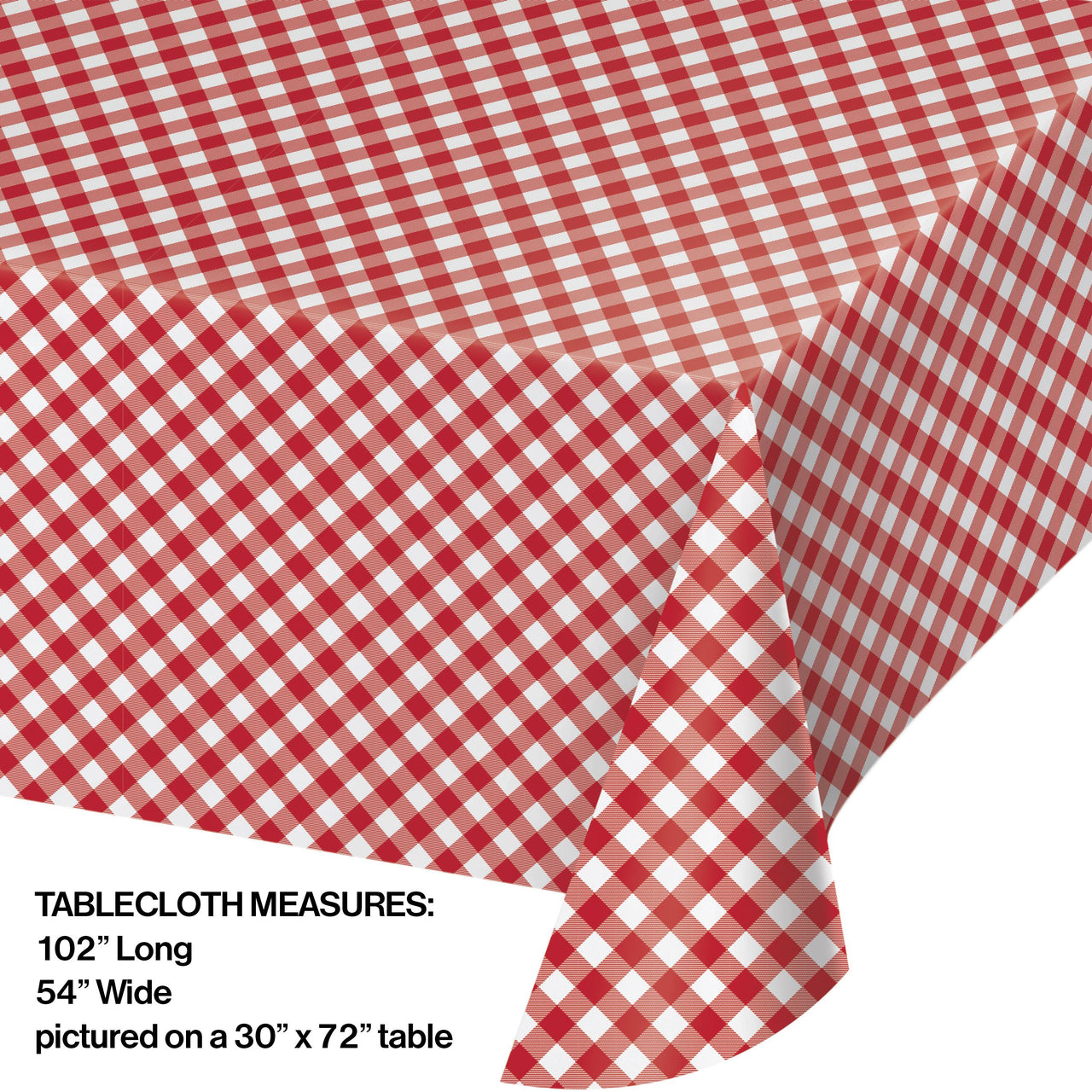 12ct Bulk Classic Gingham Paper Tablecover, 54" X 102"
