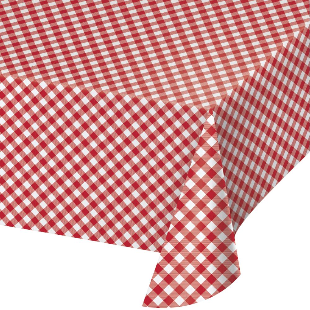 12 pc Bulk Classic Gingham Paper Tablecover, 54" X 102"