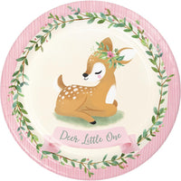 96 pc Bulk Little Deer First Birthday Dinner Plates