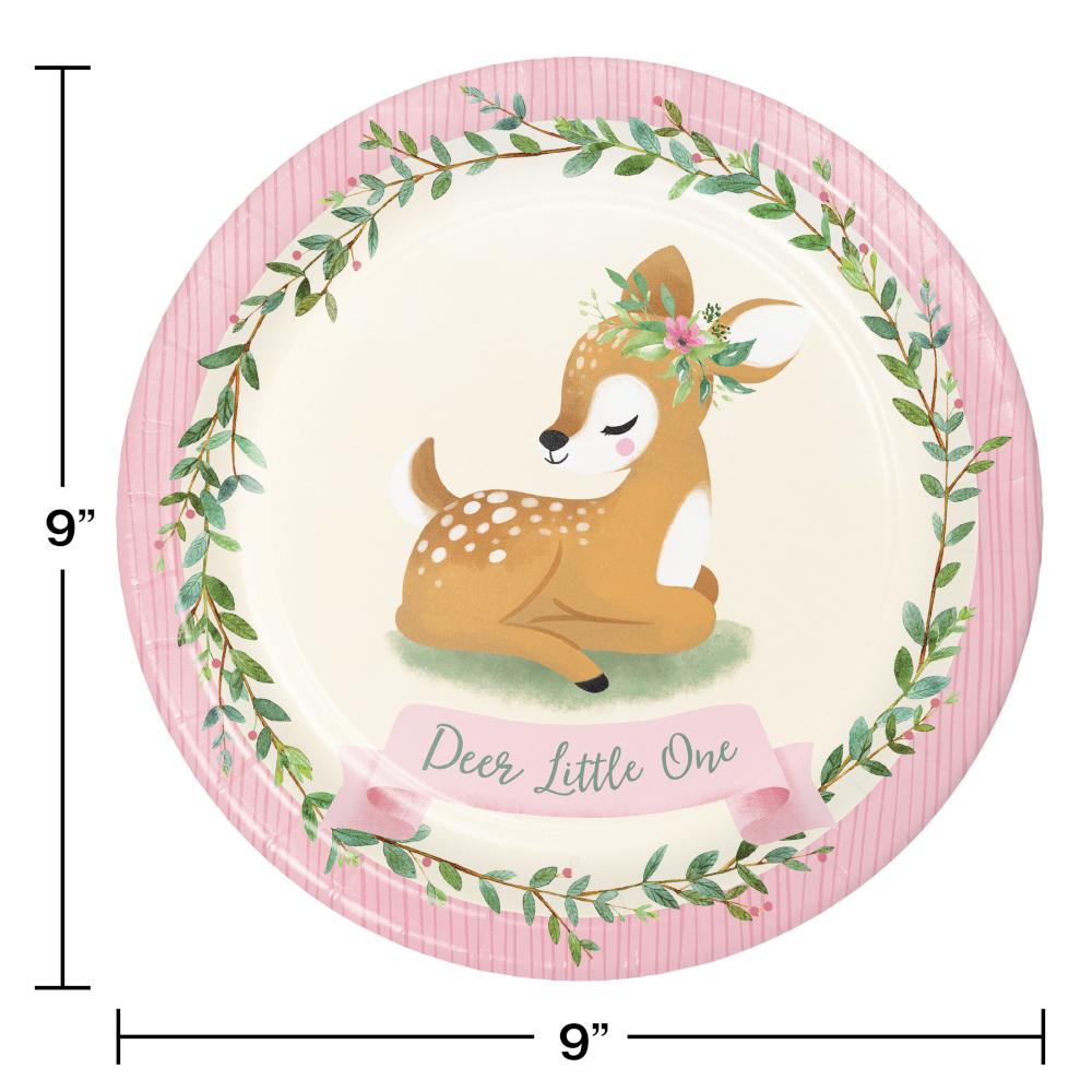 96 pc Bulk Little Deer First Birthday Dinner Plates