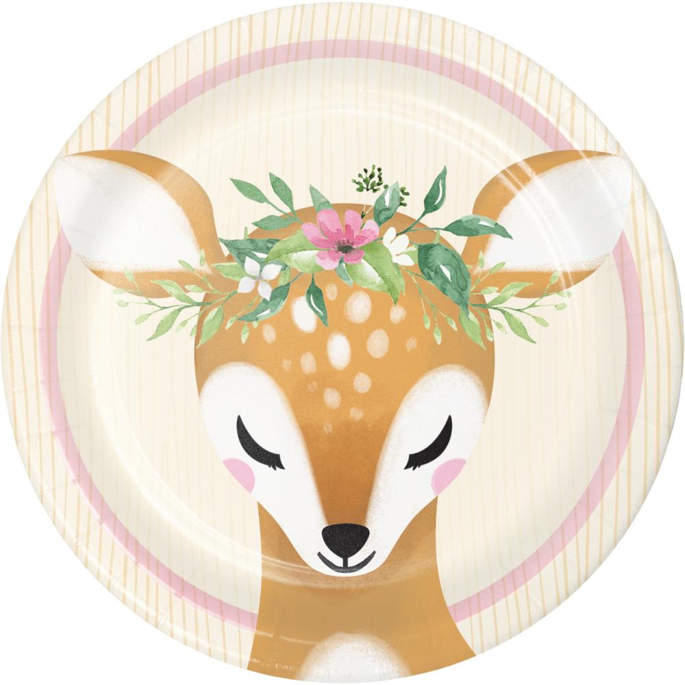 96 pc Bulk Little Deer Birthday Dessert Plates