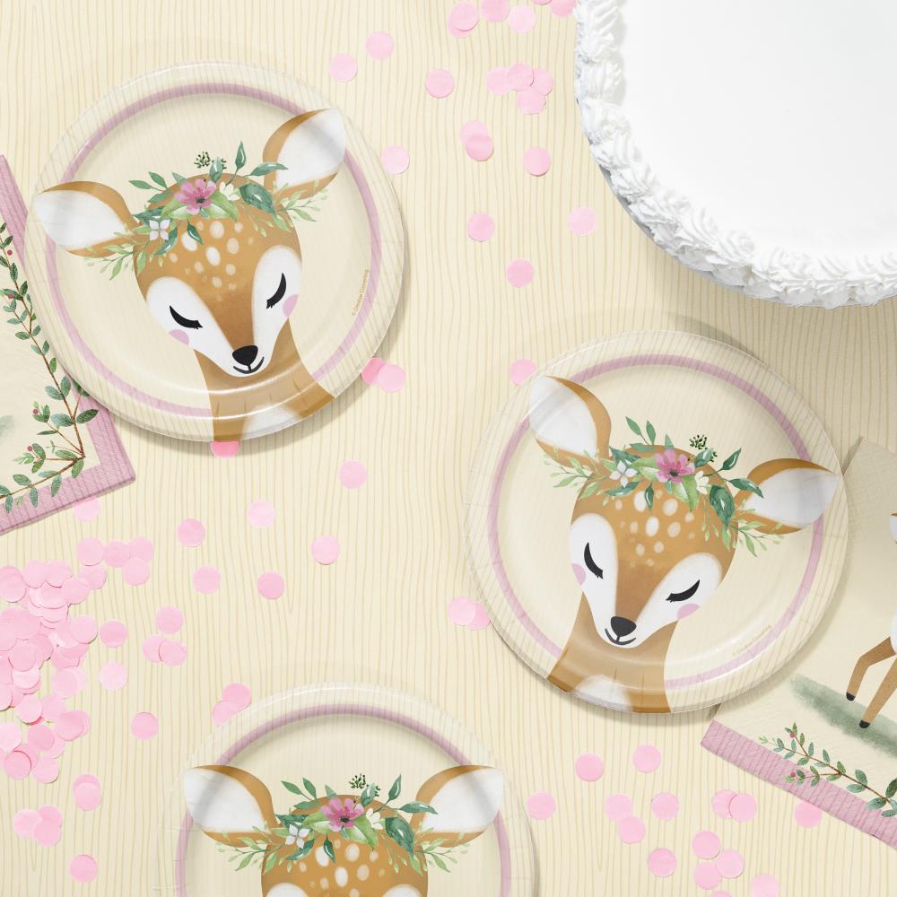 96ct Bulk Little Deer Birthday Dessert Plates