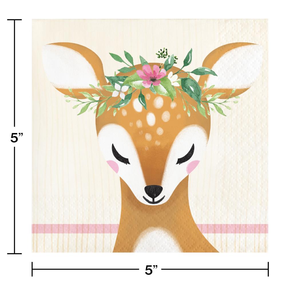 192ct Bulk Little Deer Birthday Beverage Napkins