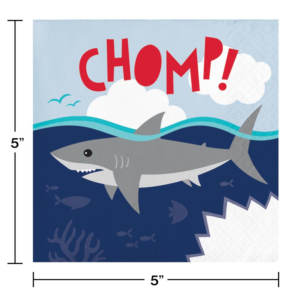 192ct Bulk Shark Party Chomp Beverage Napkins
