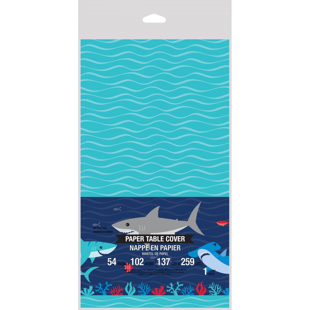 Shark Party Paper Tablecover All Over Print, 54" X 102" (1/Pkg) by Creative Converting