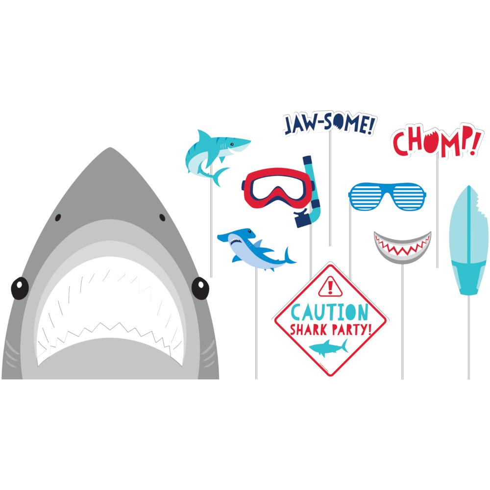 60 pc Bulk Shark Party Photo Booth Props