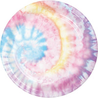 96 pc Bulk Tie Dye Party Dinner Plates