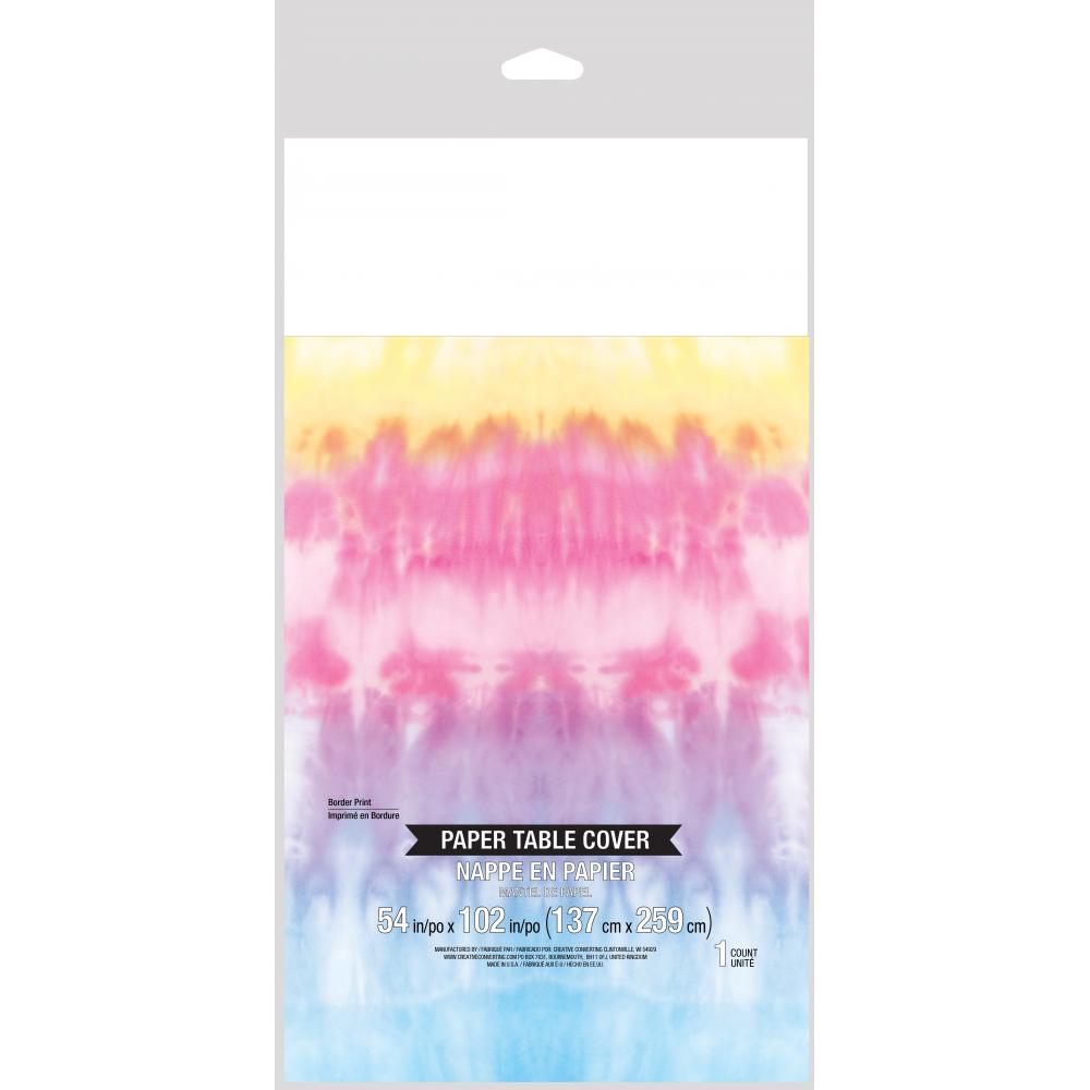 Tie Dye Party Paper Tablecover Border Print, 54" X 102" (1/Pkg) by Creative Converting