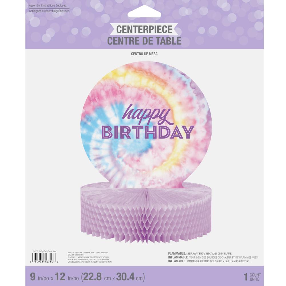 6 pc Bulk Tie Dye Party Happy Birthday Centerpieces