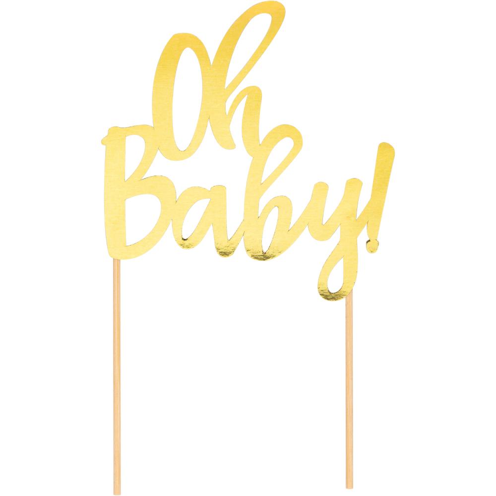 12 pc Bulk Oh Baby Gold Foil Cake Toppers