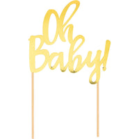 12 pc Bulk Oh Baby Gold Foil Cake Toppers