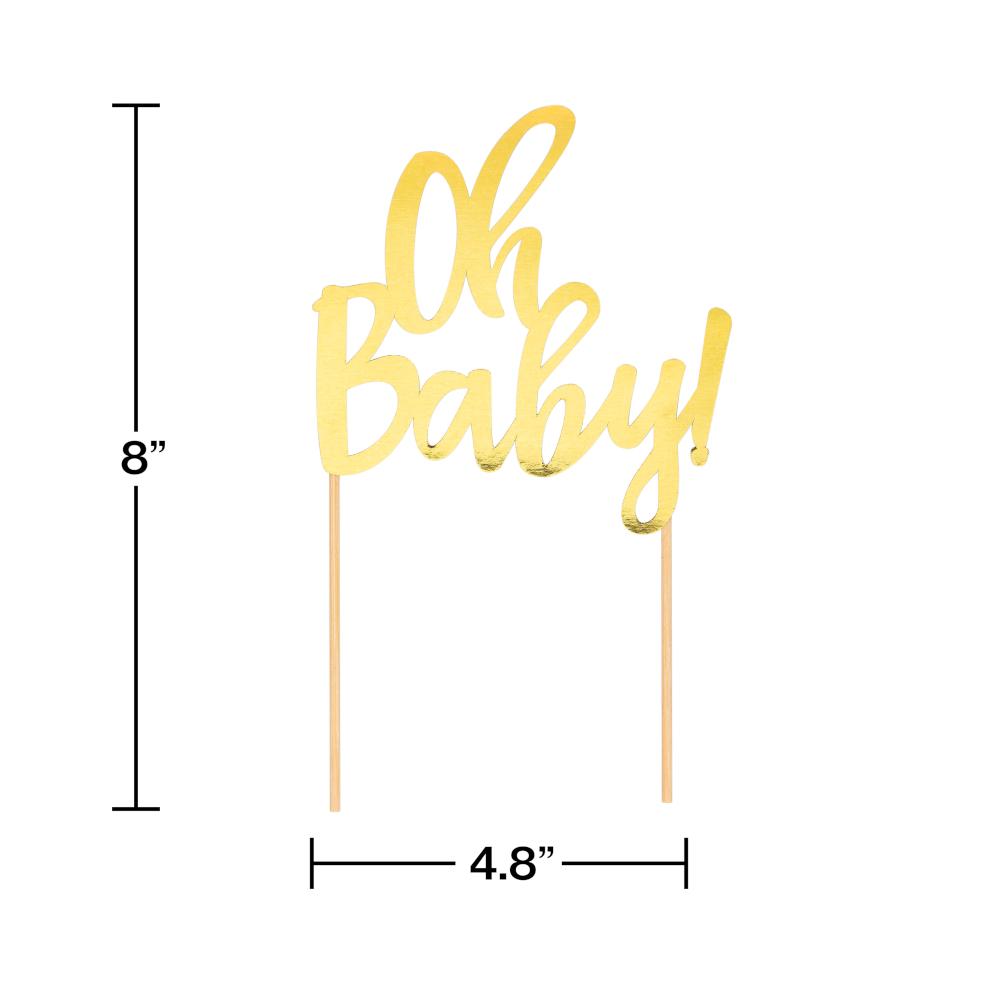 12ct Bulk Oh Baby Gold Foil Cake Toppers