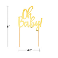 12ct Bulk Oh Baby Gold Foil Cake Toppers